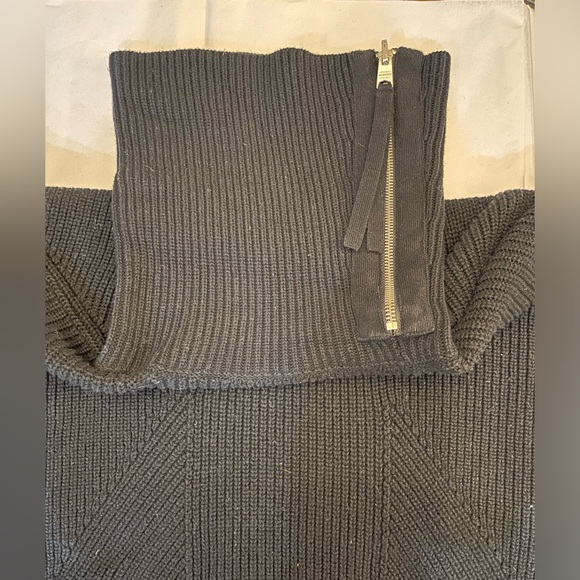 AllSaints black zip funnel neck wool blend sweater - Picture 7 of 10